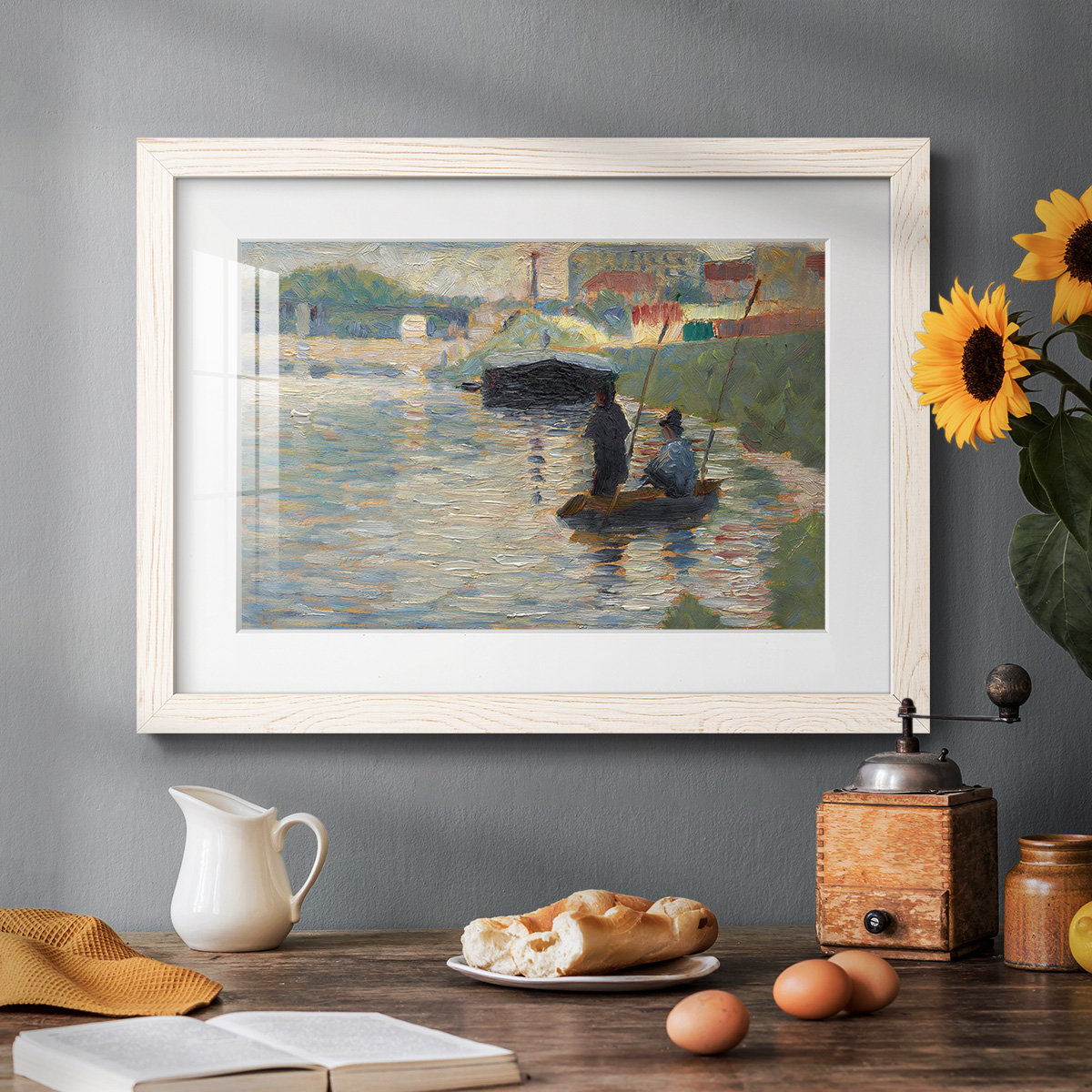 Vault W Artwork View of Seine- Rustic Framed Framed Print w Matte Board ...